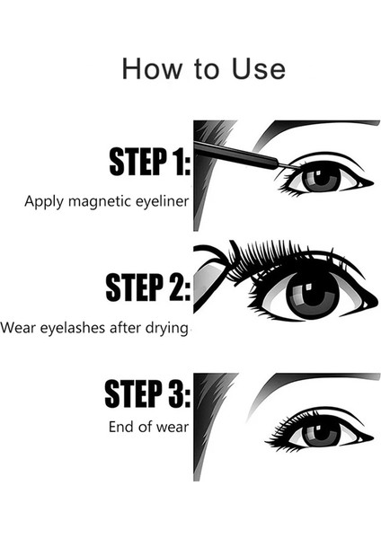 MIX003 Manyetik Kirpikler 3D Suya Dayanıklı Kirpikler Mıknatıslı Kirpikler ve Manyetik Likit Eyeliner ve Manyetik Sahte Kirpikler ve Cımbız Seti (Yurt Dışından)