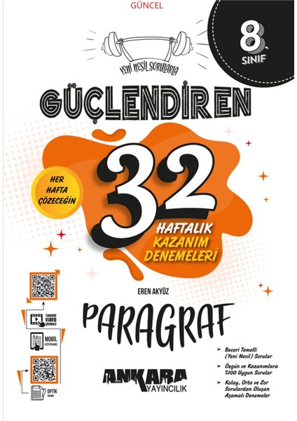 8.Sınıf Paragraf Nesil Sorularla Güçlendiren 32 Haftalık Kazanım Denemeleri