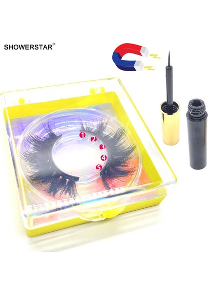 A05-CT-FH Manyetik Kirpikler 3D Vizon 5 Manyetik Süper Emme Mıknatıslı Eyeliner ile Kullanım Kolay Giyilebilir Yeniden Kullanım Kullanımı Artırın Doğal Kabarık (Yurt Dışından)