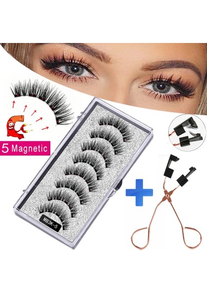 MB4K-5 MB3K 5 Manyetik Kirpik Doğal 3D Mıknatıs ile El Yapımı 8 Adet Manyetik Kirpik Cımbız Seti Vizon Göz Kirpikleri Sahte Cils Magnetiqu (Yurt Dışından)
