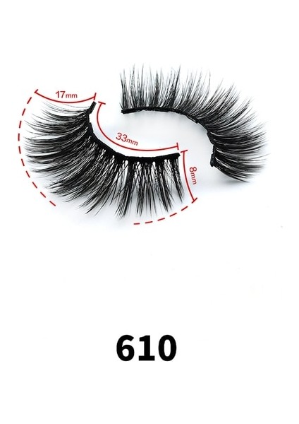 610 1 Çift 3D Doğal Manyetik Kirpikler, Manyetik Likit Eyeliner ve Manyetik Kirpikler Seti Su Geçirmez Uzun Ömürlü Kirpik (Yurt Dışından)