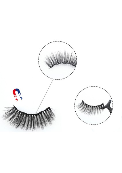 610 1 Çift 3D Doğal Manyetik Kirpikler, Manyetik Likit Eyeliner ve Manyetik Kirpikler Seti Su Geçirmez Uzun Ömürlü Kirpik (Yurt Dışından)