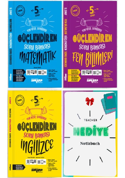 5.Sınıf 2024 Matematik, Fen Bilimleri, Ingilizce Güçlendiren Soru Bankası Seti