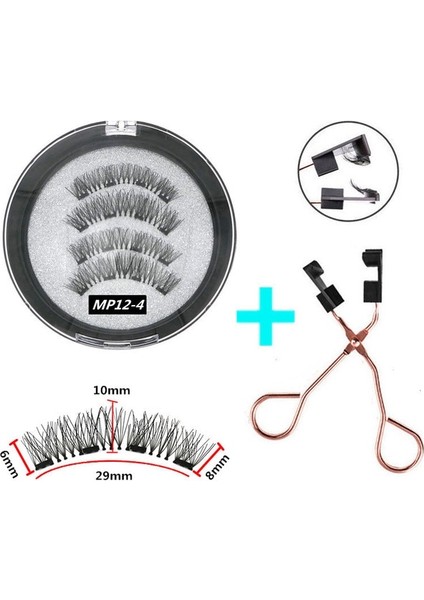 MP12-4-LZ 3D Manyetik Sahte Kirpik El Yapımı Yapay Yanlış Kirpik Manyetik Doğal Vizon Kirpik Mıknatıs Üst Kirpik (Yurt Dışından)