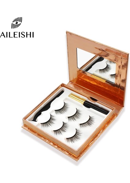 MIX003 Manyetik Kirpikler 3D Suya Dayanıklı Kirpikler Mıknatıslı Kirpikler ve Manyetik Likit Eyeliner ve Manyetik Sahte Kirpikler ve Cımbız Seti (Yurt Dışından)