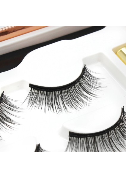 MIX003 Manyetik Kirpikler 3D Suya Dayanıklı Kirpikler Mıknatıslı Kirpikler ve Manyetik Likit Eyeliner ve Manyetik Sahte Kirpikler ve Cımbız Seti (Yurt Dışından)