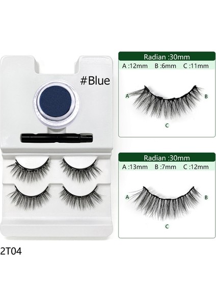 MT081BU4 Manyetik Yanlış Kirpik Çok Renkli Manyetik Eyeliner Seti El Yapımı Hiçbir Tutkal Hipoalerjenik 3D Sahte Kirpik Mat Renk Eyeliner (Yurt Dışından)