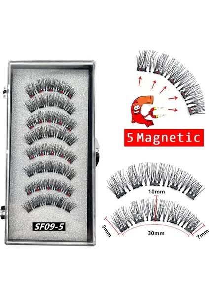 SF09-5 4 Çift 5 Mıknatıslar 3D Manyetik Yanlış Eyelashes El Yapımı Yapay Sahte Cils Cımbız ile Manyetik Doğal Vizon Kirpikler (Yurt Dışından)
