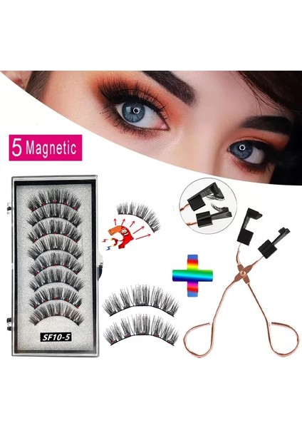 SF09-5 4 Çift 5 Mıknatıslar 3D Manyetik Yanlış Eyelashes El Yapımı Yapay Sahte Cils Cımbız ile Manyetik Doğal Vizon Kirpikler (Yurt Dışından)