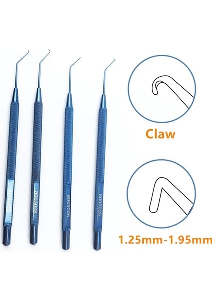 1.95MM Titanyum Oftalmik Fako Kıyıcı Kanca 4 Tip PENÇE/1.25MM/1.5MM/1.95MM Ucu Göz Cerrahi Aletler (Yurt Dışından)
