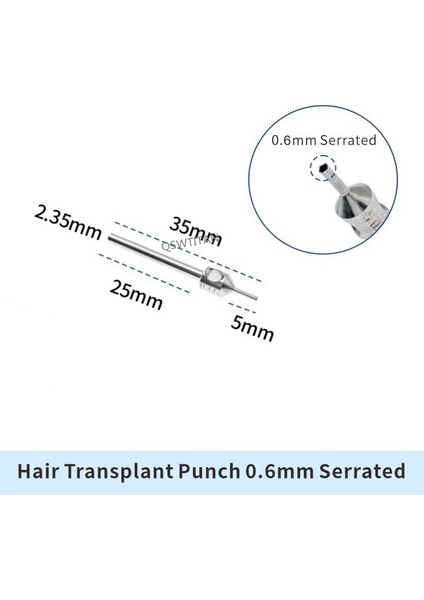 0.6mm Tırtıklı Saç Ekimi Punch Saç Folikülü Çıkarma Aracı Tırtıklı (Yurt Dışından)
