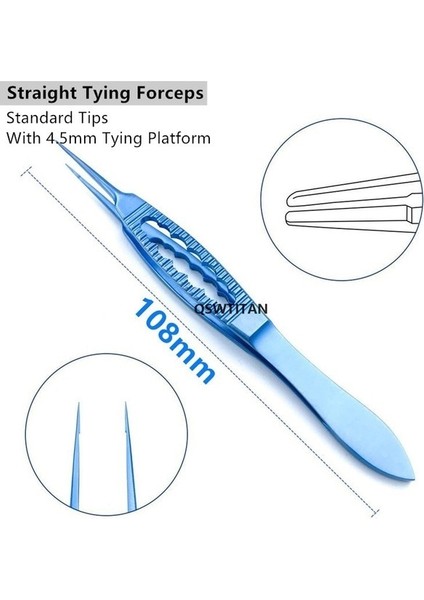 Düz Titanyum Forseps Dişsiz Cımbız Castroviejo Dikiş Forseps 108MM Oftalmik Alet Mikrokozmetik Forseps (Yurt Dışından)