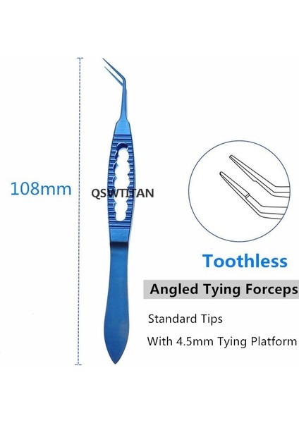 Düz Titanyum Forseps Dişsiz Cımbız Castroviejo Dikiş Forseps 108MM Oftalmik Alet Mikrokozmetik Forseps (Yurt Dışından)