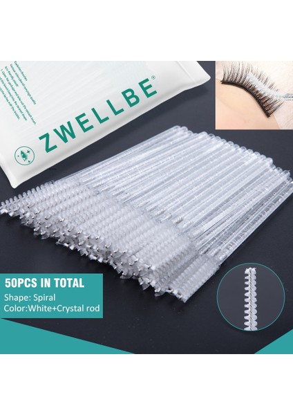 Temizle Beyaz Zwellbe 50 Adet Tek Kullanımlık Renkli Kirpik Fırçaları Plastik Saplı Kaş Maskara Aplikatör Kirpik Uzatma Makyaj Aracı (Yurt Dışından) fiyatları