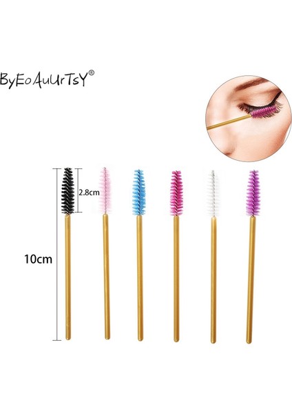 100 Adet-Altın Siyah 100 Adet/takım Kadın Moda Tek Kullanımlık Kirpik Uzatma Kaynağı Maskara Fırçası Değnek Kaş Tarak Fırçalar Biriktiriciler Makyaj Aracı (Yurt Dışından)