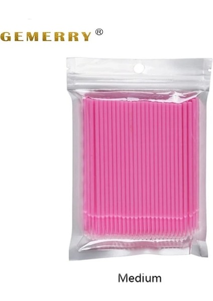 Pembe-Orta Mikro Fırçalar Tek Kullanımlık Kirpik Uzatma Tutkal Temizleyici Fırça Sopa Kirpik Çıkarma Çubuğu Maskara Değnek Aplikatör Makyaj Aracı (Yurt Dışından)