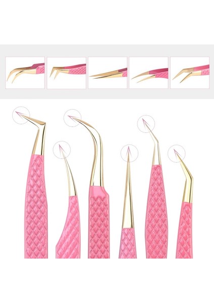 6 Adet Gökkuşağı 6 Adet Yanlış Kirpik Uzatma Cımbız Seti Çanta ile Bireysel Kavisli Şerit Kirpikler Kaş Saç Tokası Maşa Tırnak Sanat Makyaj Aracı (Yurt Dışından) modelleri