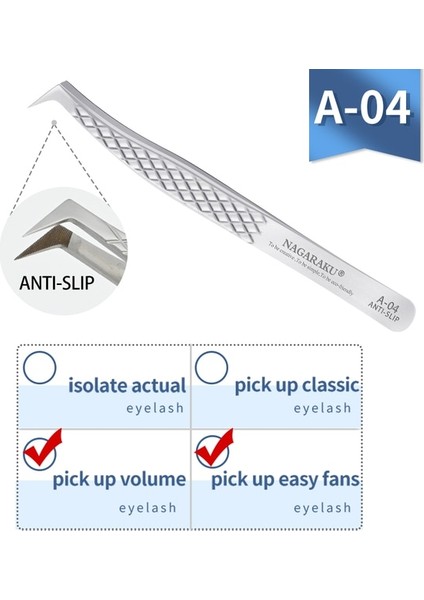 A-04 Nagaraku Kirpik Uzatma Cımbız Makyaj Paslanmaz Çelik Kirpik 3D Doğru Klip (Yurt Dışından)