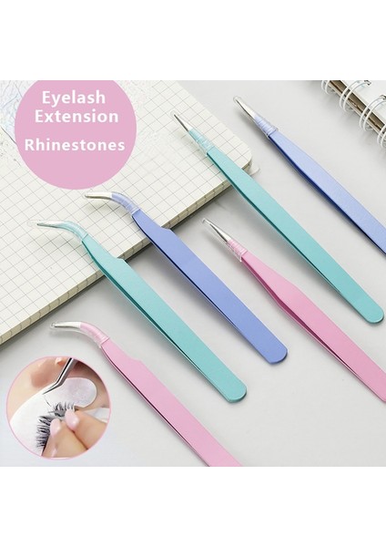Mavi-Düz Renkli Makası Renkli Payetler Boncuk Rhinestones Seçici Renkli Düz Kavisli Nail Art Cımbız Tırnak Sanat Araçları (Yurt Dışından) fiyatları