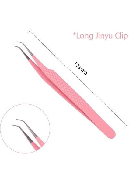 PEMBE-4A Sahte Kirpik Uzantıları Için Cımbız Fiber Ipuçları Bireysel Kavisli Şerit Kirpikler Kaş Saç Klip Maşa Tırnak Sanat Makyaj Aracı Logo (Yurt Dışından)