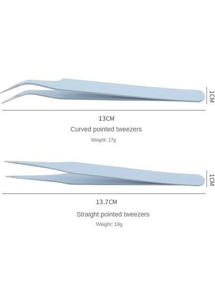 Mavi-Düz Paslanmaz Çelik Renkli Düz + Kavisli Cımbız Tırnak Sanat Etiket Için Rhinestones Toplama Aracı Kirpik Makyaj Dıy Cımbız Aracı (Yurt Dışından)