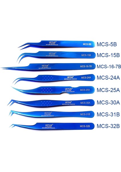 Renkli Mcs 32B 1 Adet Vetus Mcs Serisi Mavi/altın/renkli Rus Hacim Bloom Kirpik Uzatma Cımbız Paslanmaz Hassas Kirpik Cımbız Araçları (Yurt Dışından)