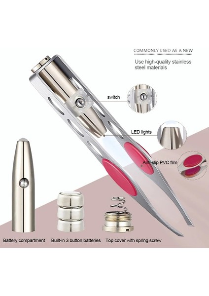 A1 Pembe LED Işıklı Kaş Klipsi Kaymaz Kaş Cımbız Clipper Kırpma Paslanmaz Çelik Epilasyon Kelepçesi Makyaj Güzellik Aracı (Yurt Dışından) fiyatları