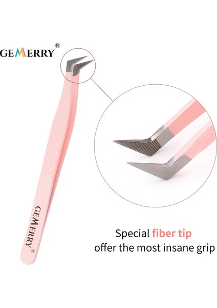 G Gemerry 1 Adet Pembe Paslanmaz Çelik Cımbız Kirpik Uzatma Fiber Ipuçları ile Yüksek Hassasiyetli Anti-Statik Cımbız Makyaj Araçları (Yurt Dışından)