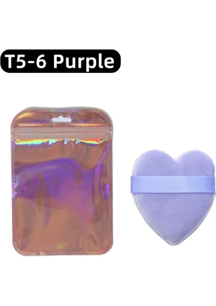 T5- - 6 Mor Ogeyero Kalp Şeklinde Kadife Yüz Yüz Makyaj Puf Kozmetik Makyaj Pamuk Sünger Puflar Makyaj Araçları (Yurt Dışından)