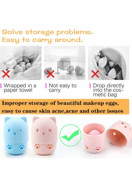 Pembe Puf Kozmetik Pudra Puf Fondöten Sünger Yumuşak Silikon Toz Puf Kurutma Tutucu Blender Sünger Kutusu Makyaj Aksesuarları (Yurt Dışından) modelleri