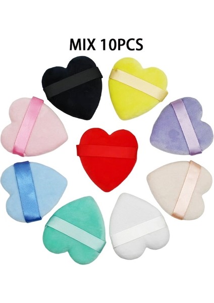 10 Adet 2 Adet/10 Adet Üçgen Kalp Şekli Kadife Tozu Puf Yüz Makyaj Süngeri Kozmetik Yıkanabilir Hafif Makyaj Puf Araçları (Yurt Dışından)