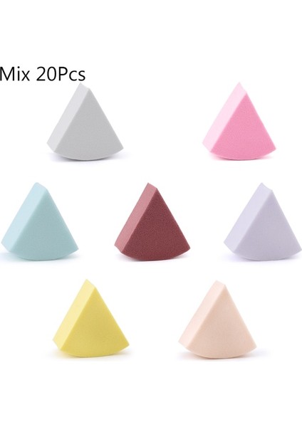 Mix 20 Adet 20/50 Adet Fan Şekilli Puf Üçgen Makyaj Blender Morandi Renk Likit Fondöten Tozu Islak ve Kuru Sünger Makyaj Güzellik Araçları (Yurt Dışından)