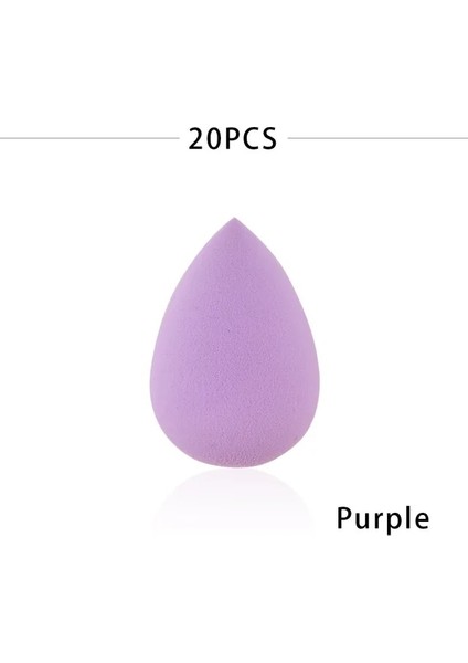 20 Adet Mor 10/20/50 Adet Makyaj Sünger Seti Güzellik Vakfı Tampon Puf Yumuşak Kadın Kozmetik Su Damlası Şekli Yıkanabilir Makyaj Blender Tozu (Yurt Dışından)