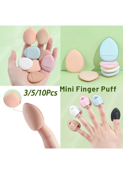 Mavi 3 Adet Opp 3/5/10 Adet Mini Parmak Puf Fondöten Pudra Detay Makyaj Süngeri Yüz Kapatıcı Krem Karışımı Kozmetik Aksesuarları Makyaj Araçları (Yurt Dışından)