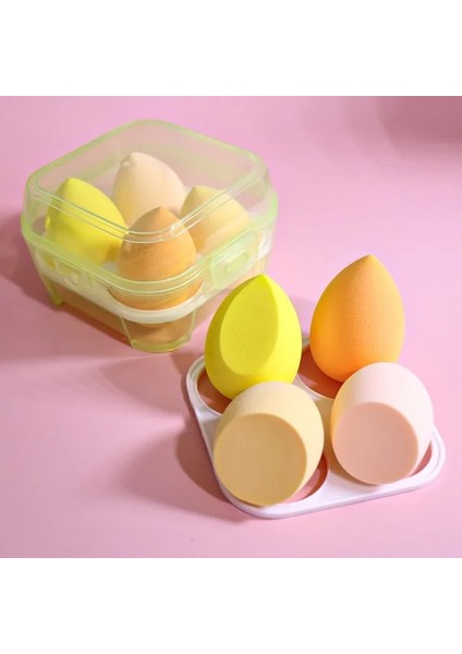 Sarı Mix-Yellowbox 4 Adet/kutu Moda Makyaj Blender Kozmetik Puf Makyaj Süngeri Fondöten Tozu Sünger Aracı (Yurt Dışından)