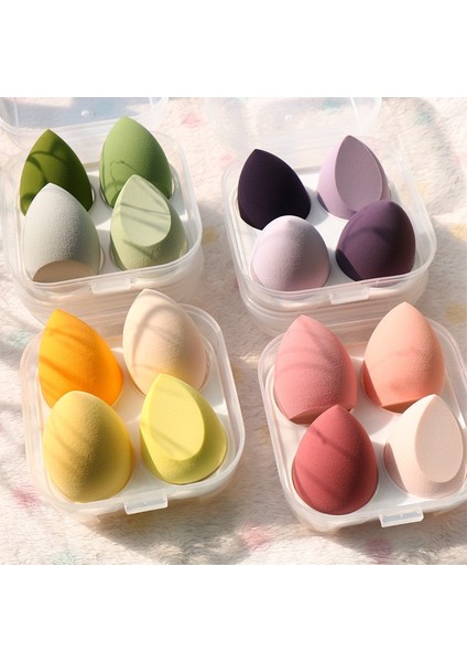 Sarı Mix-Yellowbox 4 Adet/kutu Moda Makyaj Blender Kozmetik Puf Makyaj Süngeri Fondöten Tozu Sünger Aracı (Yurt Dışından)