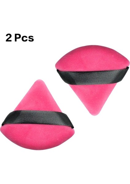 2 Adet Gül Kırmızı Üçgen Kadife Tozu Puf Unları Mini Yüz Makyaj Süngeri Kozmetik Yumuşak Pamuk Yüz Pudrası Puf Yıkanabilir Hafif (Yurt Dışından)