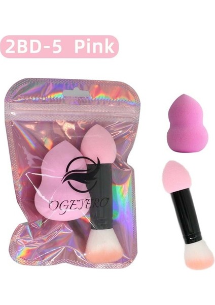 2bd-5 Pembe Ogeyero 1 Adet Profesyonel Allık Fırçası 2 Kafa Naylon Makyaj Fırçaları Iki Kafa Metal Kozmetik Aletler Makyaj Araçları Için Sünger ile (Yurt Dışından)