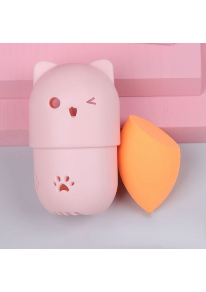 No.7 Renkli Kedi Taşınabilir Toz Puf Tutucu Sünger Makyaj Kurutma Kutuları Güzellik Yumurtaları ile Yumuşak Silikon Kozmetik Sünger Kutuları Tutucu (Yurt Dışından)