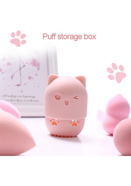 No.7 Renkli Kedi Taşınabilir Toz Puf Tutucu Sünger Makyaj Kurutma Kutuları Güzellik Yumurtaları ile Yumuşak Silikon Kozmetik Sünger Kutuları Tutucu (Yurt Dışından)