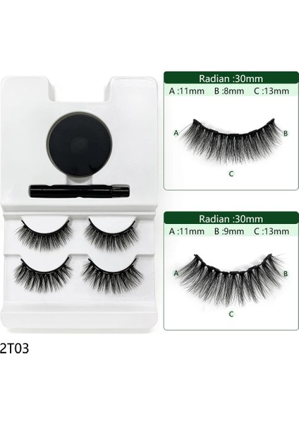 MT081BU3 Manyetik Yanlış Kirpik Çok Renkli Manyetik Eyeliner Seti El Yapımı Hiçbir Tutkal Hipoalerjenik 3D Sahte Kirpik Mat Renk Eyeliner (Yurt Dışından)