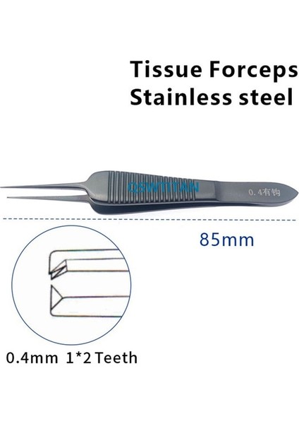 0.4 Diş Doku Forseps 0.4mm /0.6mm/ 0.8mm Diş Siyah Paslanmaz Çelik Oftalmik Cerrahi Aletler (Yurt Dışından)