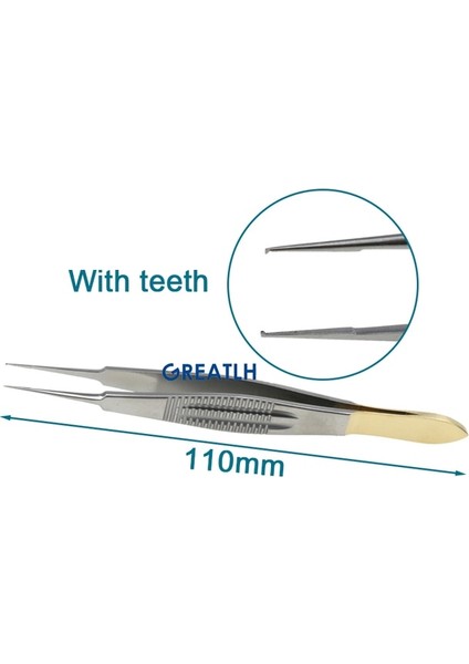 Dişli Altın 11 cm Castroviejo Bağlama Forseps Dişli Oftalmik Forseps Oftalmik Göz Enstrüman Paslanmaz Çelik Titanyum Alaşımlı (Yurt Dışından)