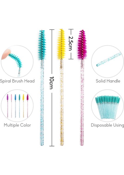 Tüm Pembe Zwellbe 50 Adet Tek Kullanımlık Renkli Kirpik Fırçaları Plastik Saplı Kaş Maskara Aplikatör Kirpik Uzatma Makyaj Aracı (Yurt Dışından) fırsatları