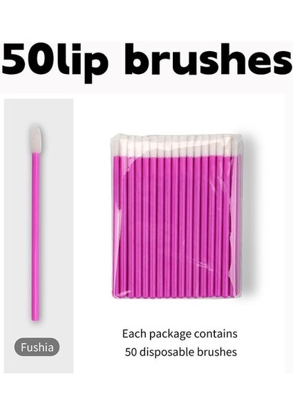 FUSHIA-50PCS Tek Kullanımlık Makyaj Dudak Fırçası Ruj Parlatıcı Değnekler Aplikatör Makyaj Dudak Fırçaları Taşınabilir Uzatma Kozmetik Güzellik Aracı (Yurt Dışından)