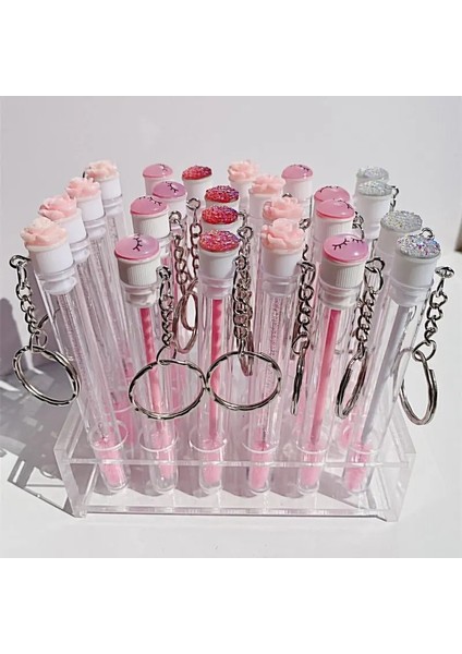 10 Adet Pembe Mix Yeniden Kullanılabilir Kirpik Fırçası Tüp Anahtarlık Plastik Taşınabilir Mini Kirpik Tarağı Biriktirme Konteyner Glitter Cils Maskara Değneklerini Anahtarlık (Yurt Dışından)