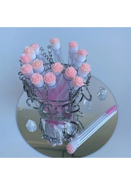 10 Adet Pembe Mix Yeniden Kullanılabilir Kirpik Fırçası Tüp Anahtarlık Plastik Taşınabilir Mini Kirpik Tarağı Biriktirme Konteyner Glitter Cils Maskara Değneklerini Anahtarlık (Yurt Dışından)
