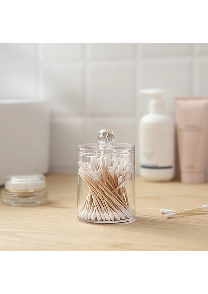 J Pamuk Pedleri Kavanoz Kozmetik Saklama Kutusu Pamuklu Çubukla Çubuk Kozmetik Takı Organizatör Bambu Kapaklı Makyaj Yeniden Paketleme Kutuları (Yurt Dışından) indirimleri