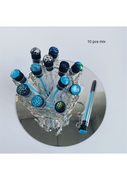 10 Adet Siyah Mix Yeniden Kullanılabilir Kirpik Fırçası Tüp Anahtarlık Plastik Taşınabilir Mini Kirpik Tarağı Biriktirme Konteyner Glitter Cils Maskara Değneklerini Anahtarlık (Yurt Dışından)