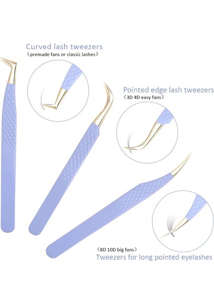 Set 10-3 Adet 3 Adet/grup Mor Yanlış Kirpik Cımbız Seti Uzatma Paslanmaz Çelik Bireysel Kavisli Şerit Kirpikler Kaş Saç Tokası (Yurt Dışından)